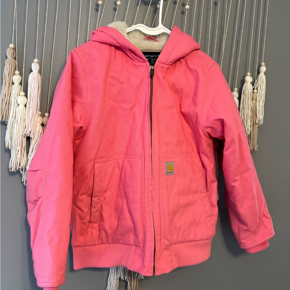 Carhartt Kids Pink Hooded Puffer Jacket